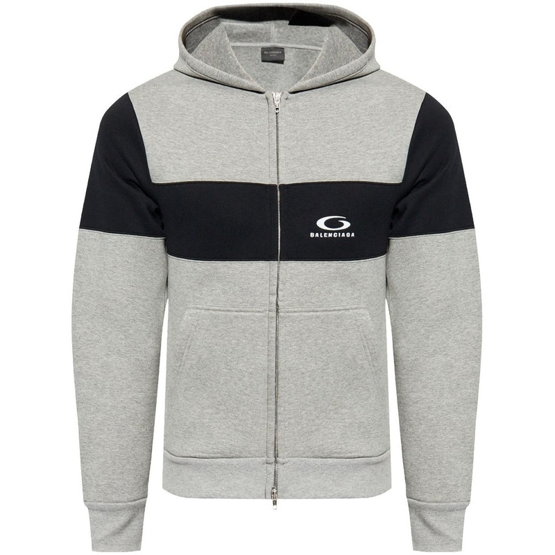 Chest Logo Cotton Blend Hooded Zip-Up