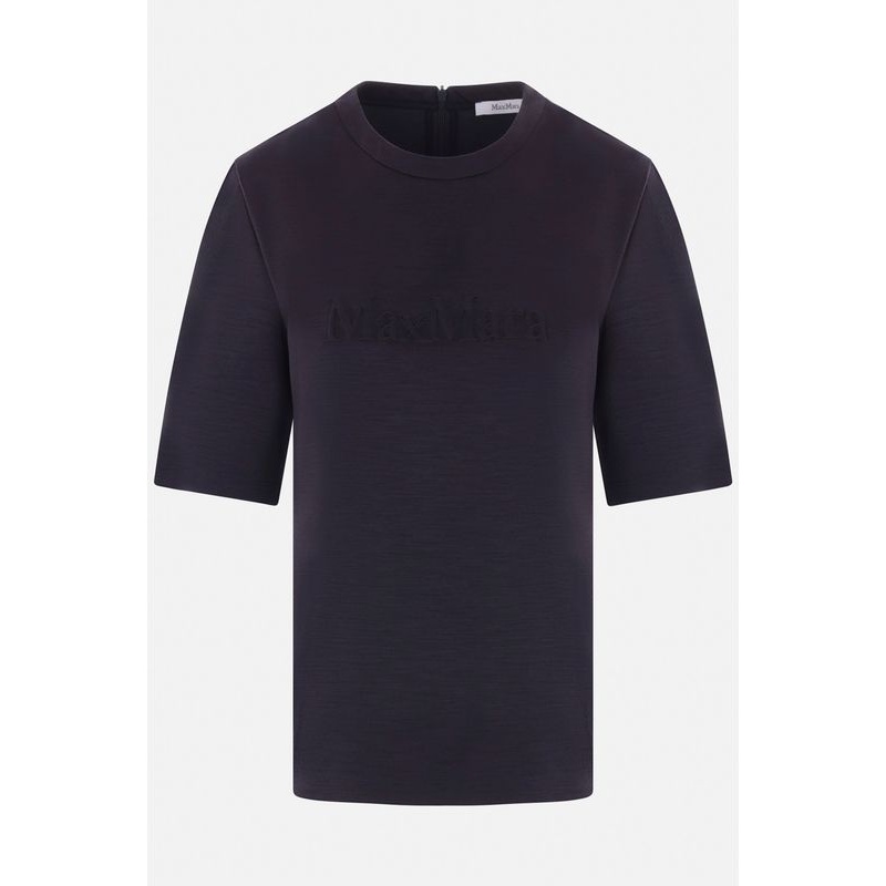 Embroidered Wool Short Sleeve T-Shirt