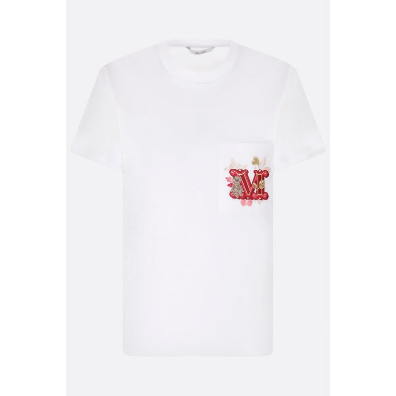Logo Graphic Embroidery Cotton Short Sleeve T-Shirt