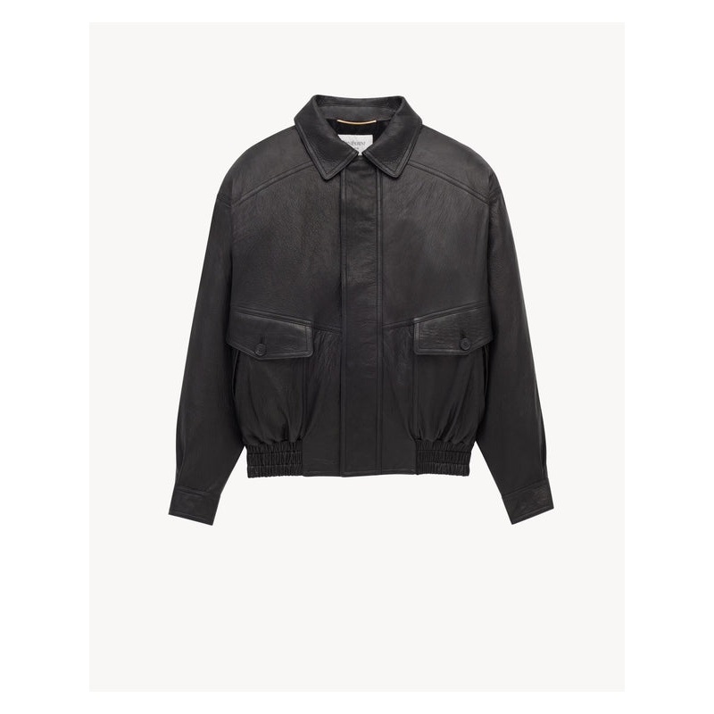 Bubble Lambskin Bomber Jacket|38|36