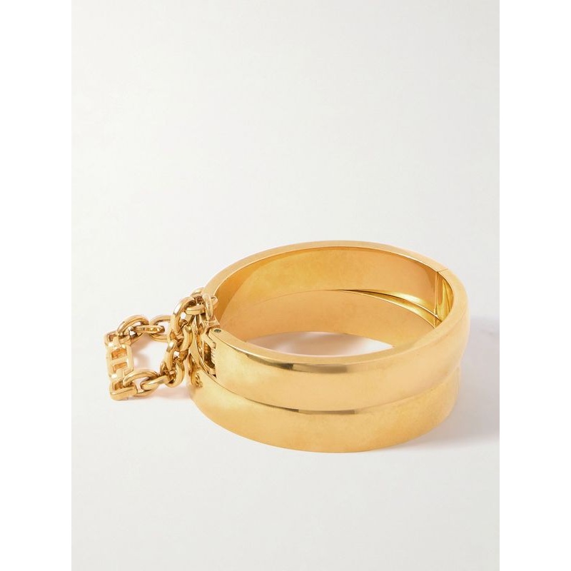 T Logo Embellished Double Bangle Bracelet