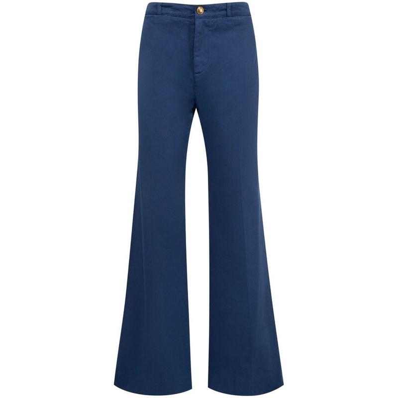 Back Logo Decoration Cotton Flared Pants