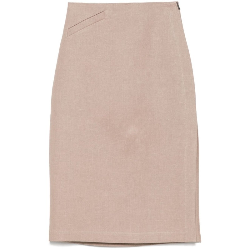 Back Logo Embroidery Linen Skirt