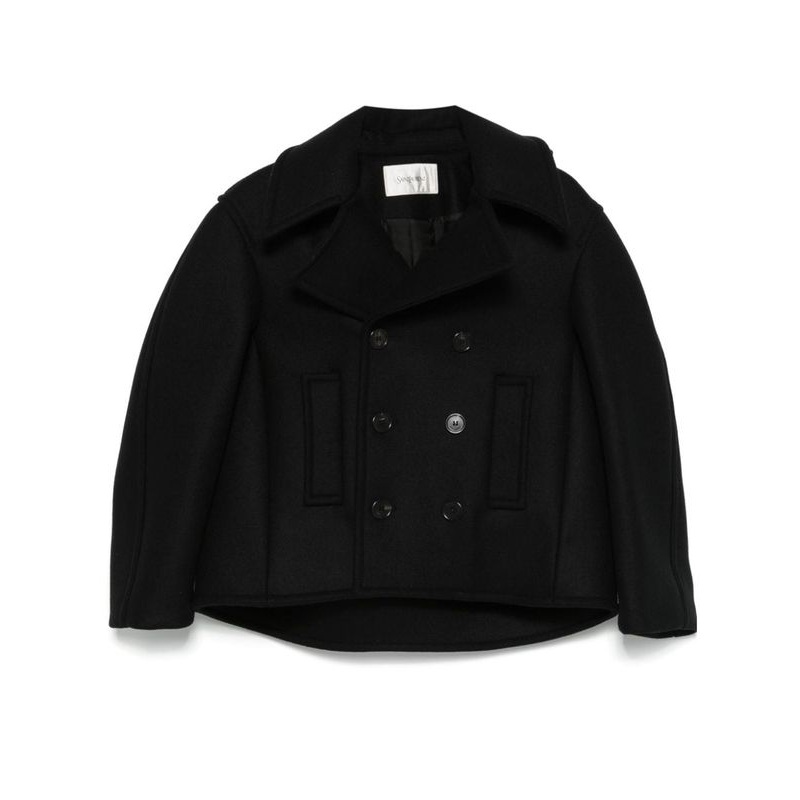 Double Breasted Wool Peacoat|1|2