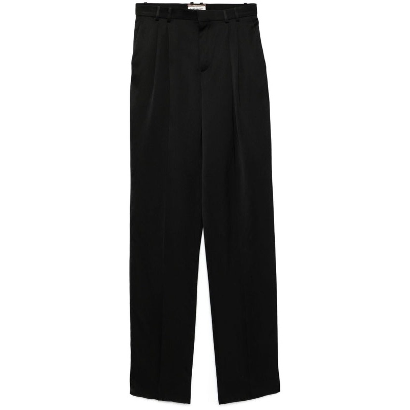 Front Pleats Silk Pants|38