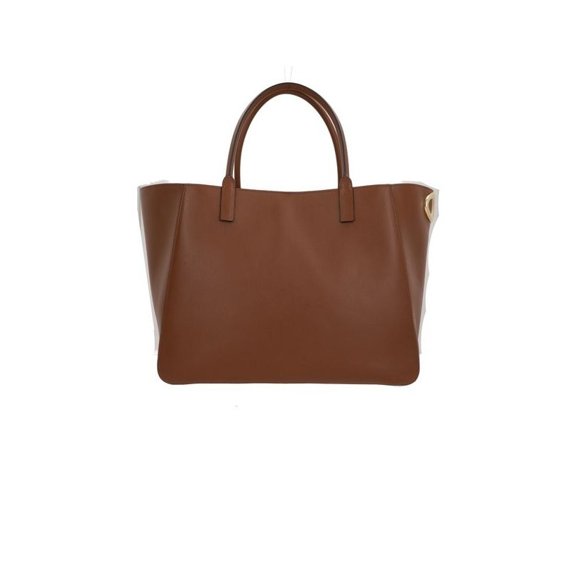 V Logo Leather Tote Bag|OS