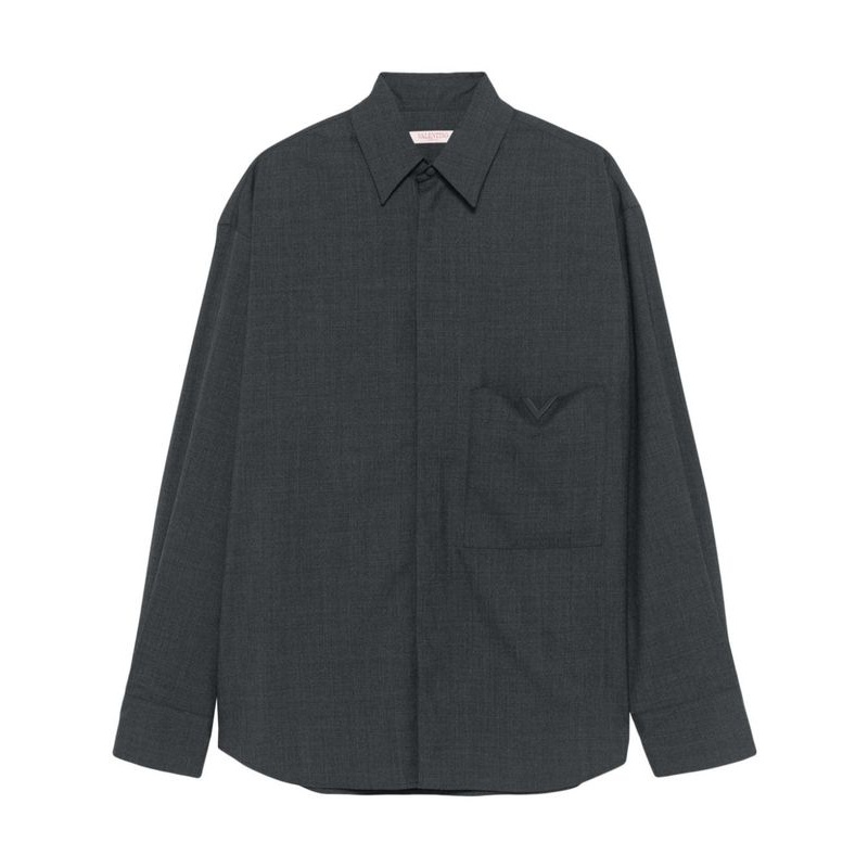 V Logo Pocket Wool Shirt|41