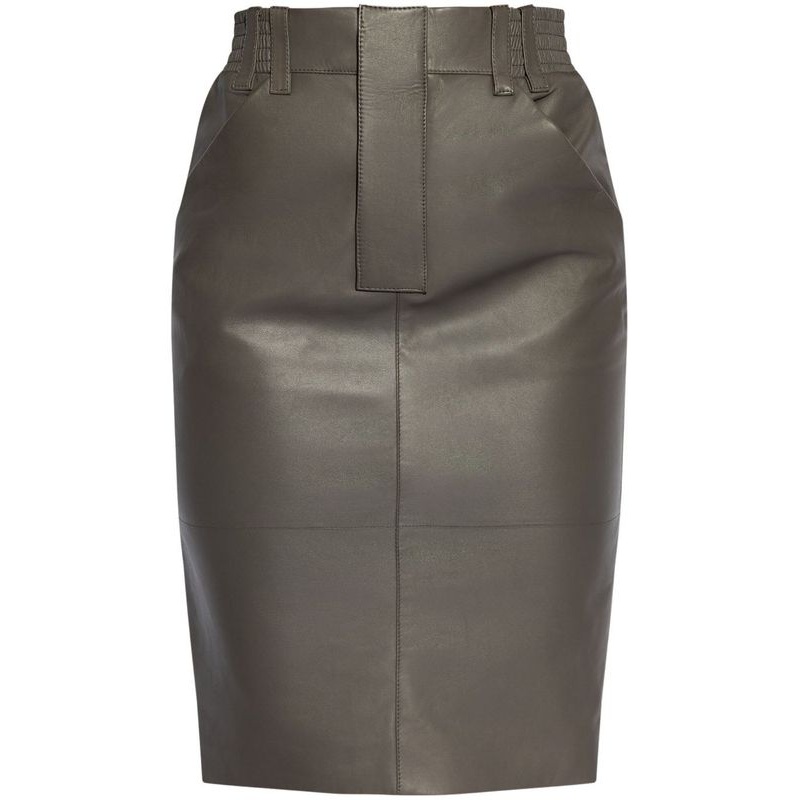 High-Waist Leather Skirt|38