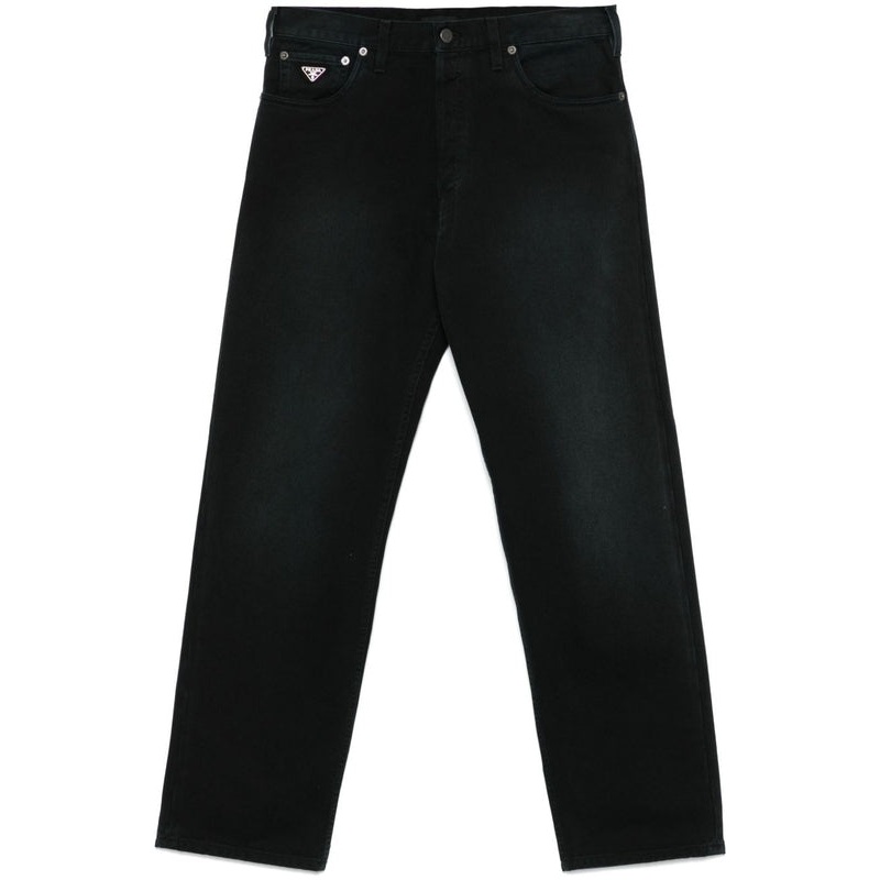 Triangle Logo Decoration Cotton Denim Pants