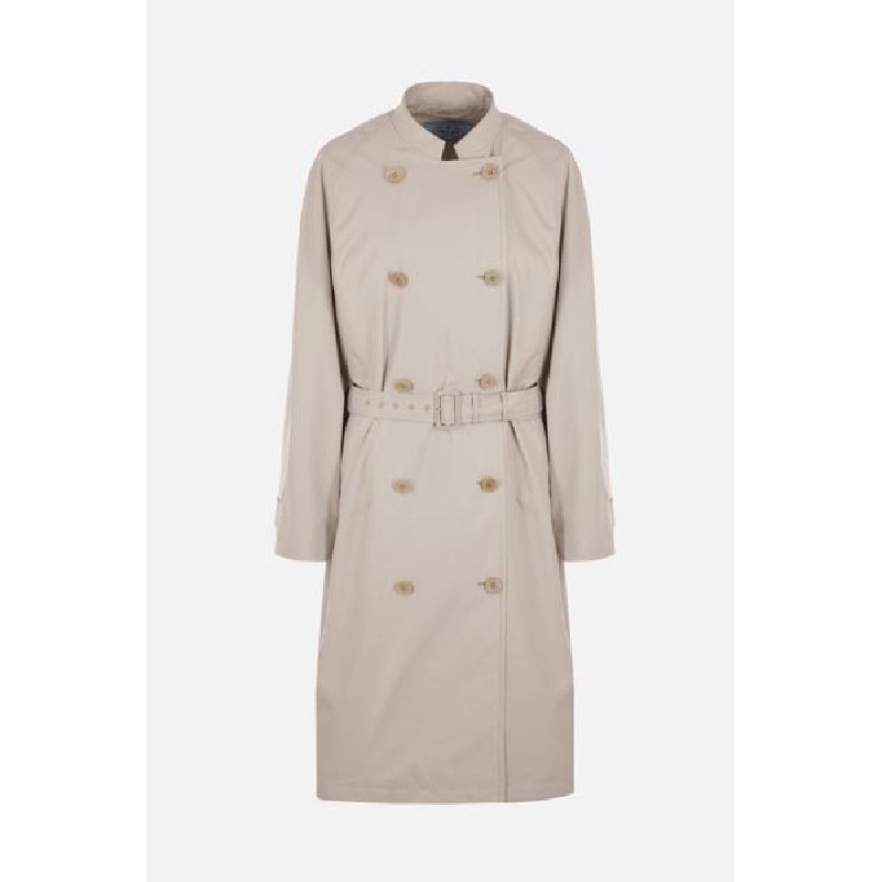 Belted Cotton Blend Double Trench Coat