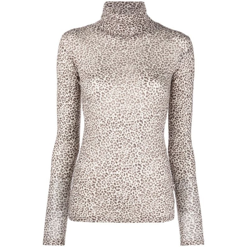 Leopard High Neck Wool Knit|M