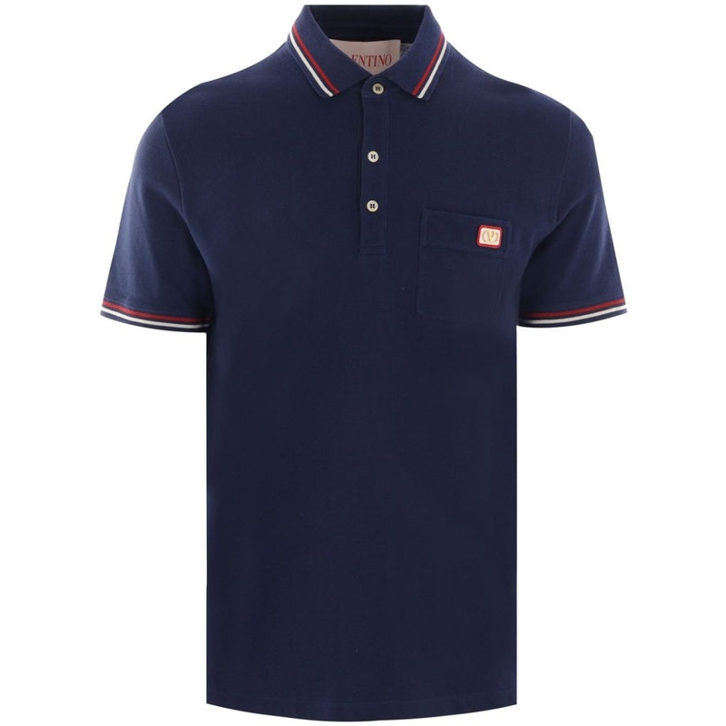 V Logo Embroidered Patch
  Cotton Polo Shirt