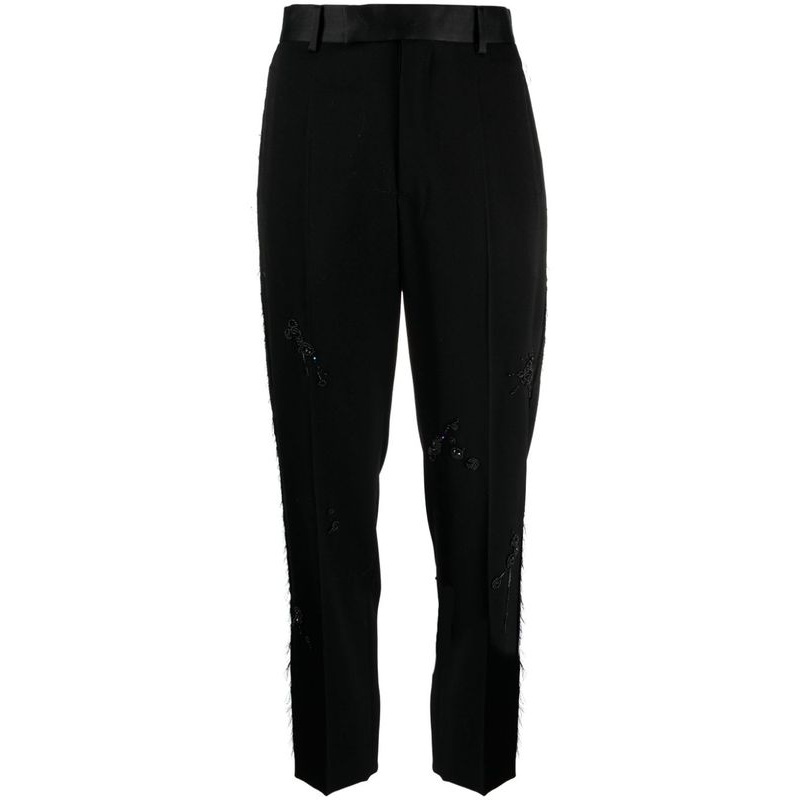 Beaded Embroidered Wool Pants|3