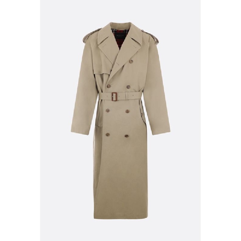 Belted Cotton Double Trench Coat
