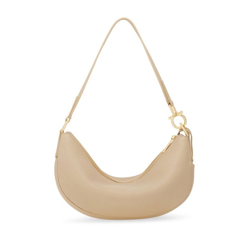 Gancini Detail Leather Shoulder Bag