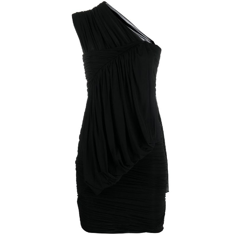 One-Shoulder Draped Mini Dress