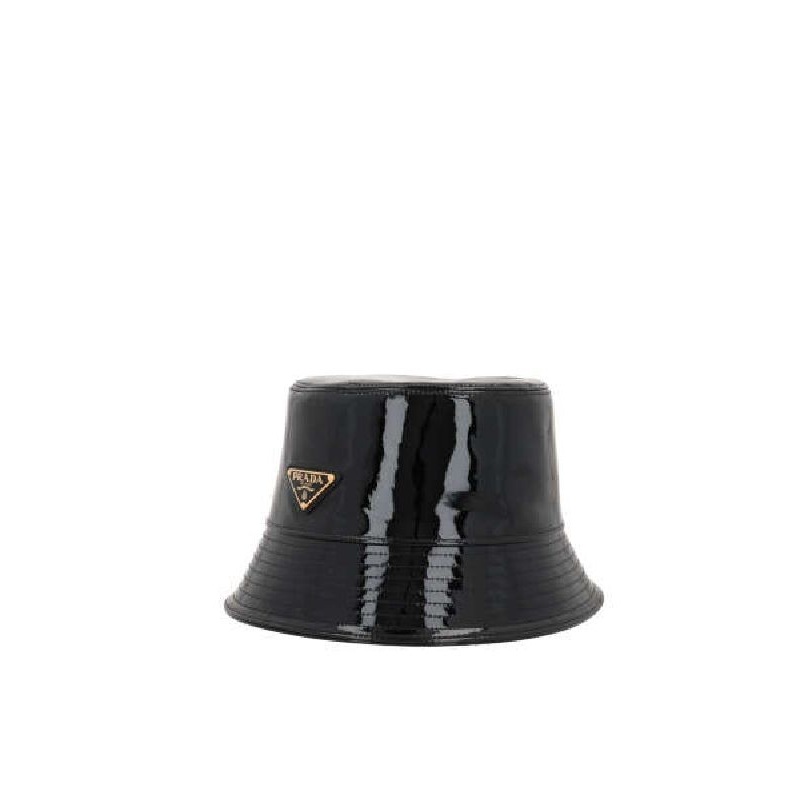 Triangular Logo Patent Leather Bucket Hat
