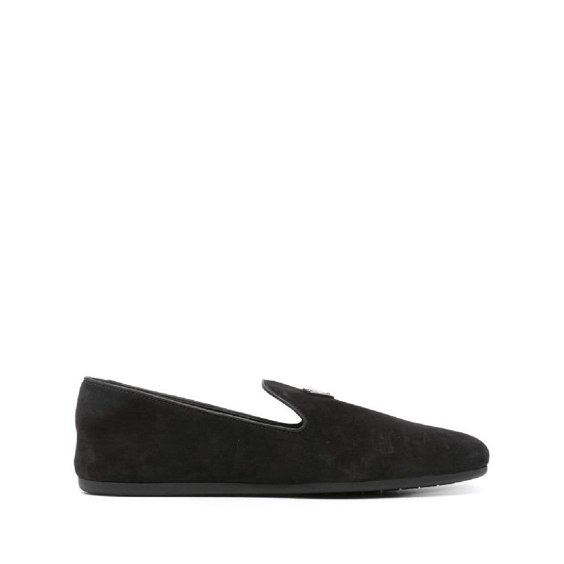 Triangle Logo Suede Slip-On Loafer
