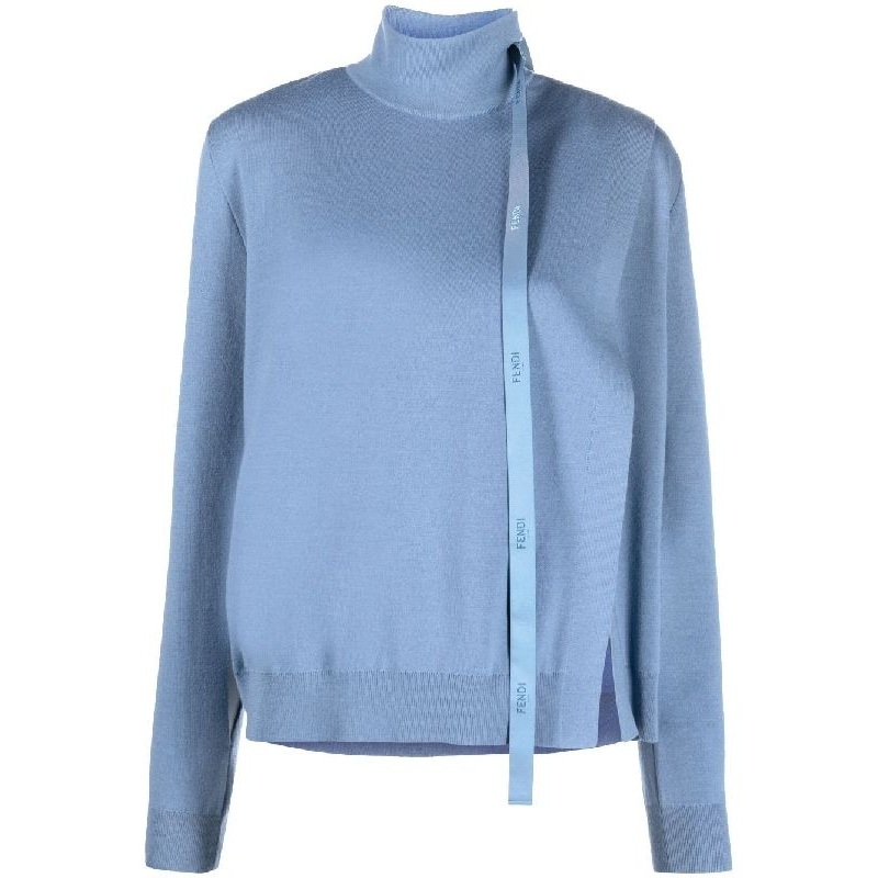 Logo Satin Strap High-Neck Knit