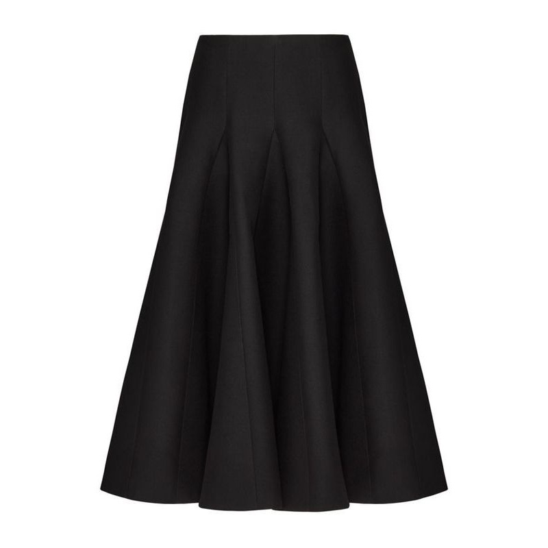 Flare Wool Silk Long Skirt|42