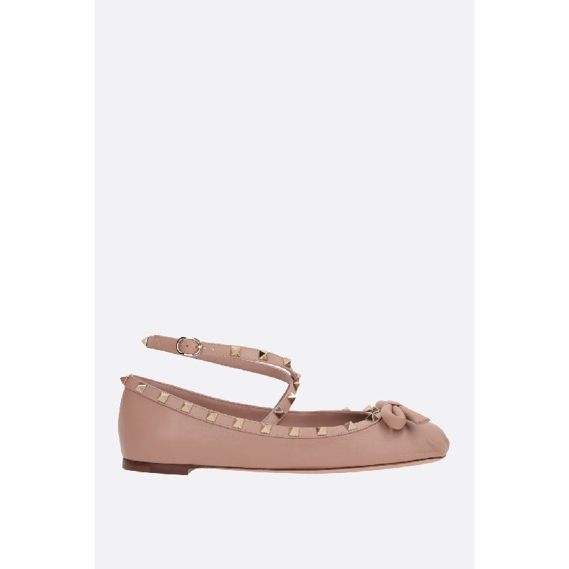 Rockstud Bow Anklet Flat Shoes