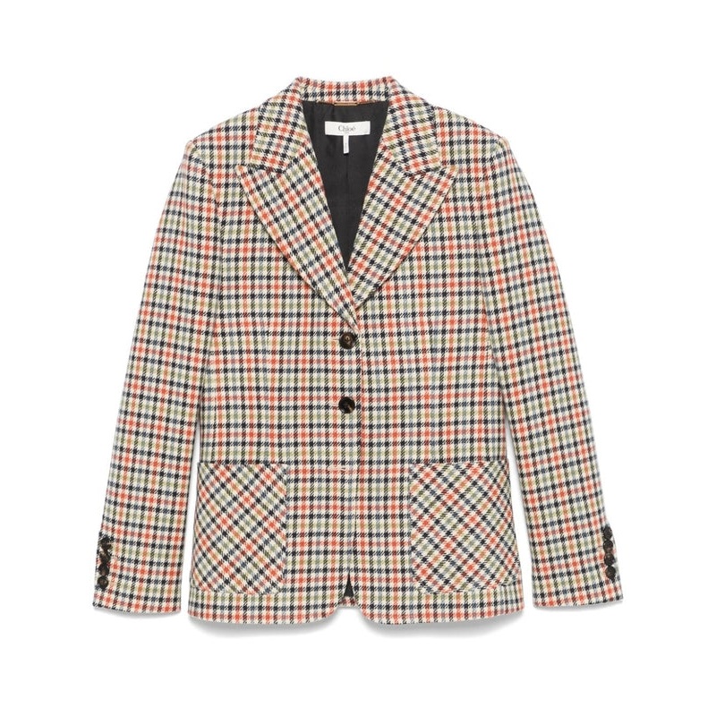 Houndstooth Pattern Wool Nylon Jacket