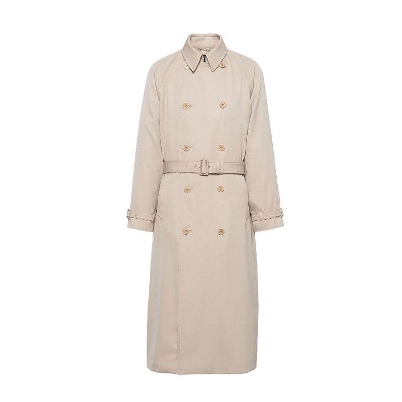 Back Triangular Logo Wool Trench Coat
