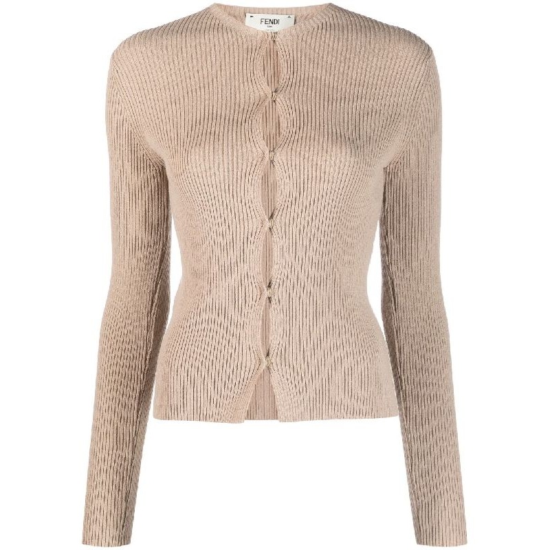 Cut-Out Detail Ribbed Cardigan