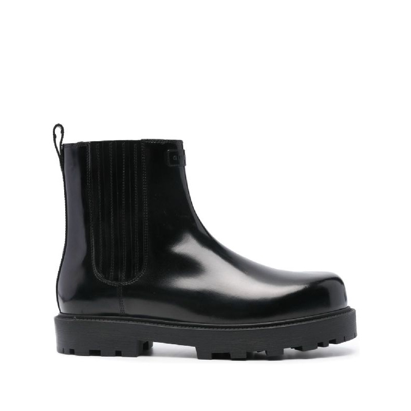 Logo Patch Leather Chelsea Boots