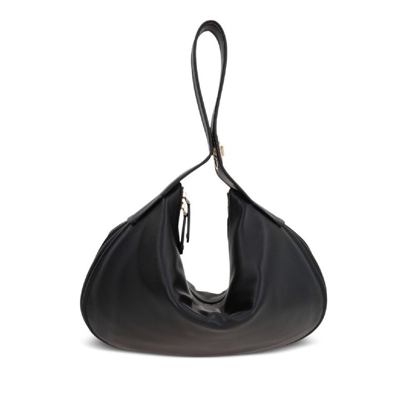 V Logo Leather Large Shoulder Bag