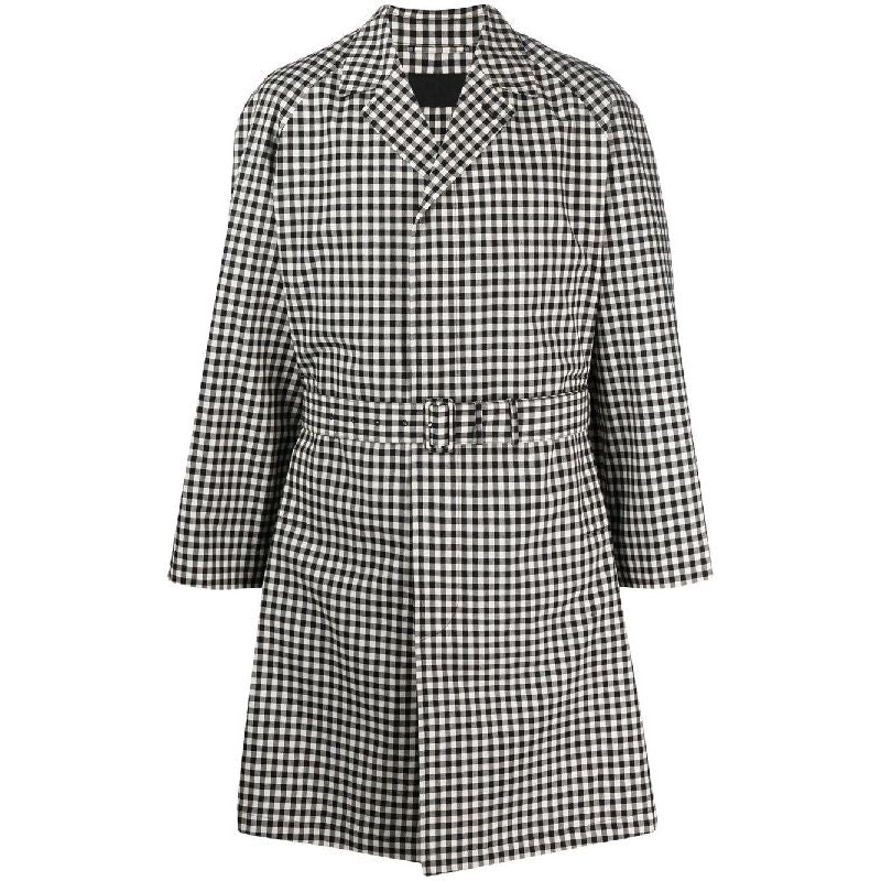 Belted Check Single Trench Coat