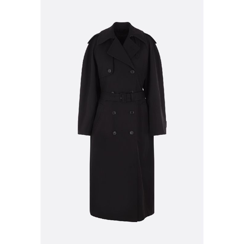 Belted Wool Cotton Double Coat