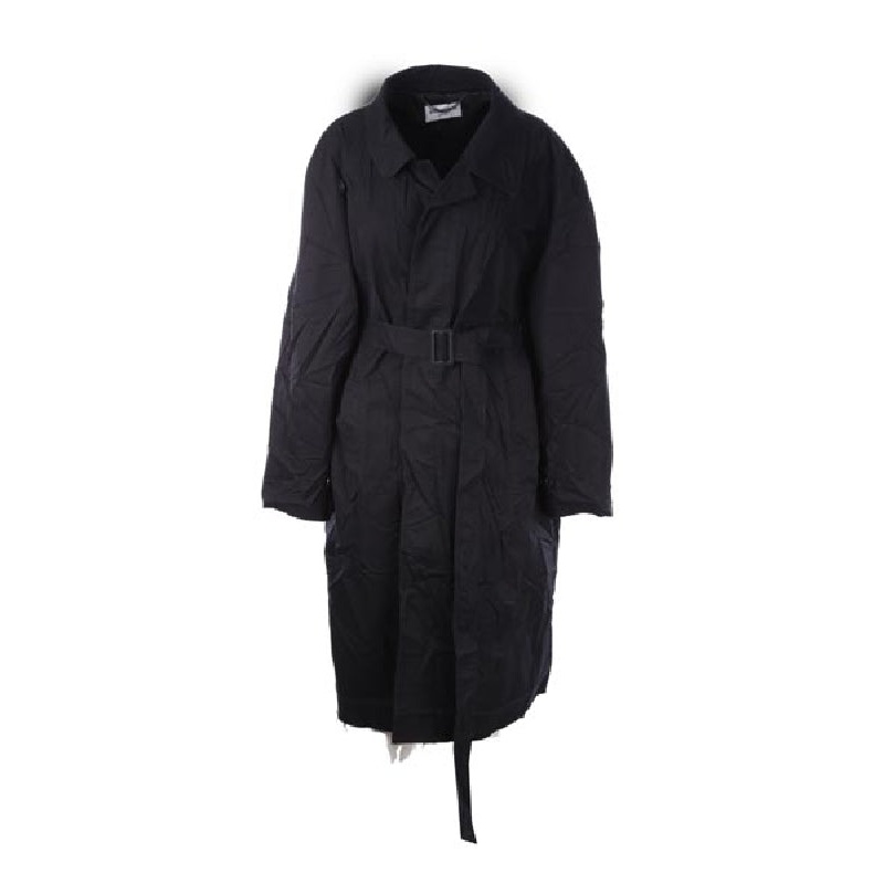 Crinkle Effect Belted Overcoat