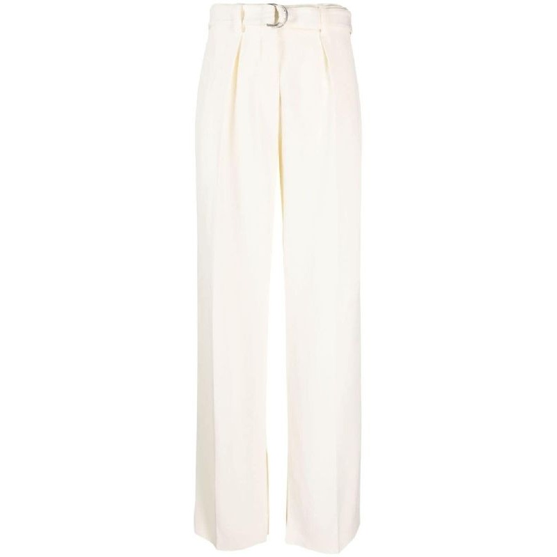 Belted Linen Blend Pants|36