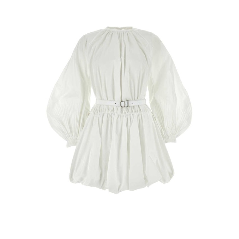 Belted Gathering Balloon Dress