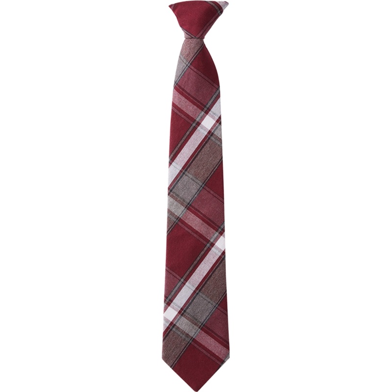 Clip-On Tie|248 – Bordeaux Plaid|Size Range – 11 Inches|Size Range – 14 Size Fourteen|Size Range – 17 Inches