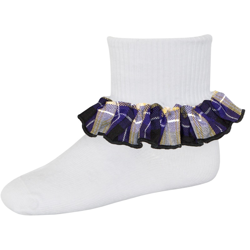 Ruffle Ankle Socks|168 – Fremont Plaid|Size Range – S Small|Size Range – M Medium|Size Range – L Large|Size Range – XL Extra Large