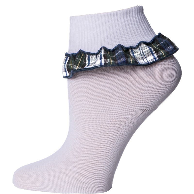 Ruffle Ankle Socks|182 – Belmont Plaid|Size Range – S Small|Size Range – M Medium|Size Range – L Large|Size Range – XL Extra Large