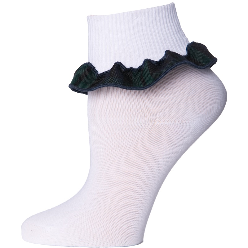 Ruffle Ankle Socks|185 – Blackwatch Plaid|Size Range – S Small|Size Range – M Medium|Size Range – L Large|Size Range – XL Extra Large