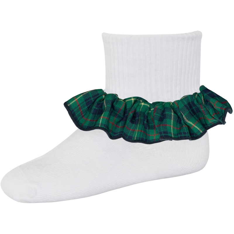 Ruffle Ankle Socks|205 – Burke Plaid|Size Range – S Small|Size Range – M Medium|Size Range – L Large|Size Range – XL Extra Large