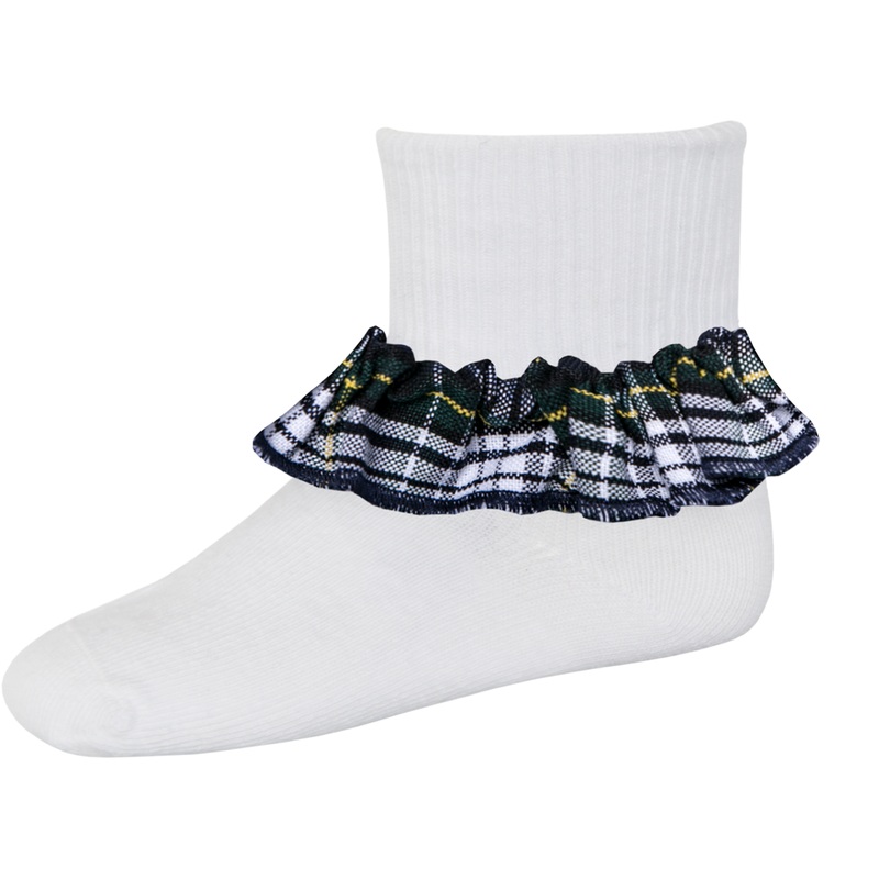Ruffle Ankle Socks|215 – Campbell Plaid|Size Range – S Small|Size Range – M Medium|Size Range – L Large|Size Range – XL Extra Large