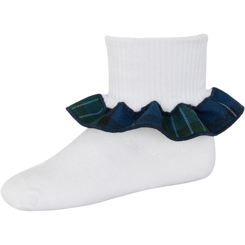 Ruffle Ankle Socks|335 – Kirk Plaid|Size Range – S Small|Size Range – M Medium|Size Range – L Large|Size Range – XL Extra Large
