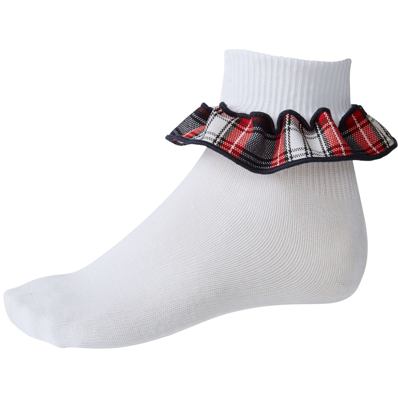 Ruffle Ankle Socks|405 – Liberty Plaid|Size Range – S Small|Size Range – M Medium|Size Range – L Large|Size Range – XL Extra Large