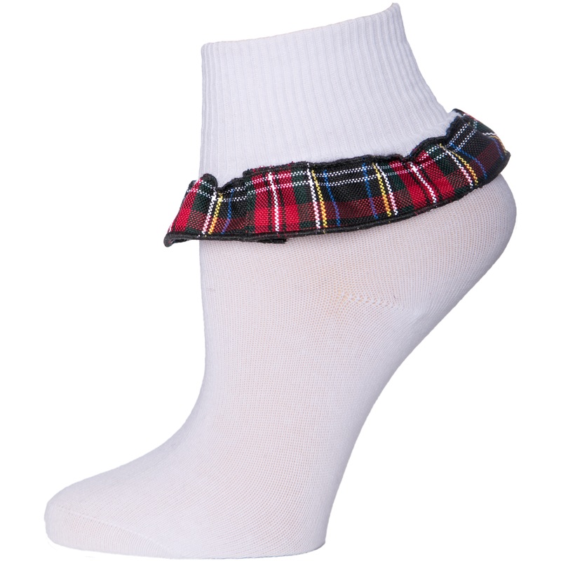 Ruffle Ankle Socks|420 – Macbeth Plaid|Size Range – S Small|Size Range – M Medium|Size Range – L Large|Size Range – XL Extra Large
