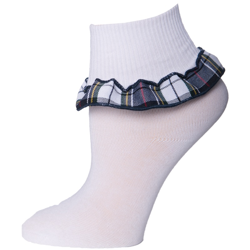 Ruffle Ankle Socks|455 – Marymount Plaid|Size Range – S Small|Size Range – M Medium|Size Range – L Large|Size Range – XL Extra Large