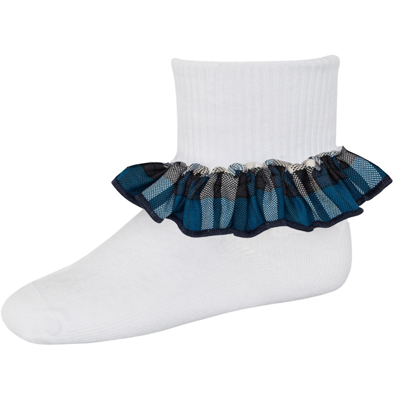 Ruffle Ankle Socks|555 – Rampart Plaid|Size Range – S Small|Size Range – M Medium|Size Range – L Large|Size Range – XL Extra Large
