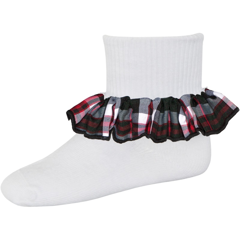 Ruffle Ankle Socks|565 – Sequoia Plaid|Size Range – S Small|Size Range – M Medium|Size Range – L Large|Size Range – XL Extra Large