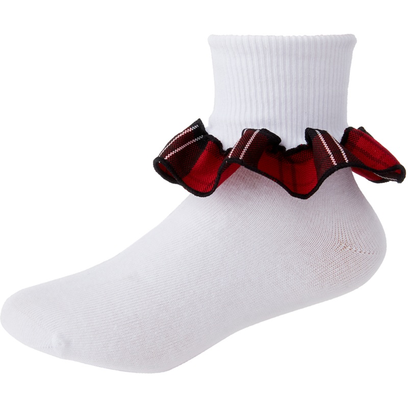 Ruffle Ankle Socks|713 – Ward Plaid|Size Range – S Small|Size Range – M Medium|Size Range – L Large|Size Range – XL Extra Large