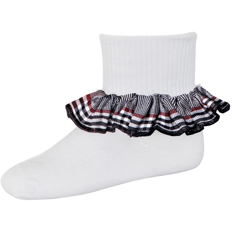 Ruffle Ankle Socks|208 – Baldwin Plaid|Size Range – S Small|Size Range – M Medium|Size Range – L Large|Size Range – XL Extra Large