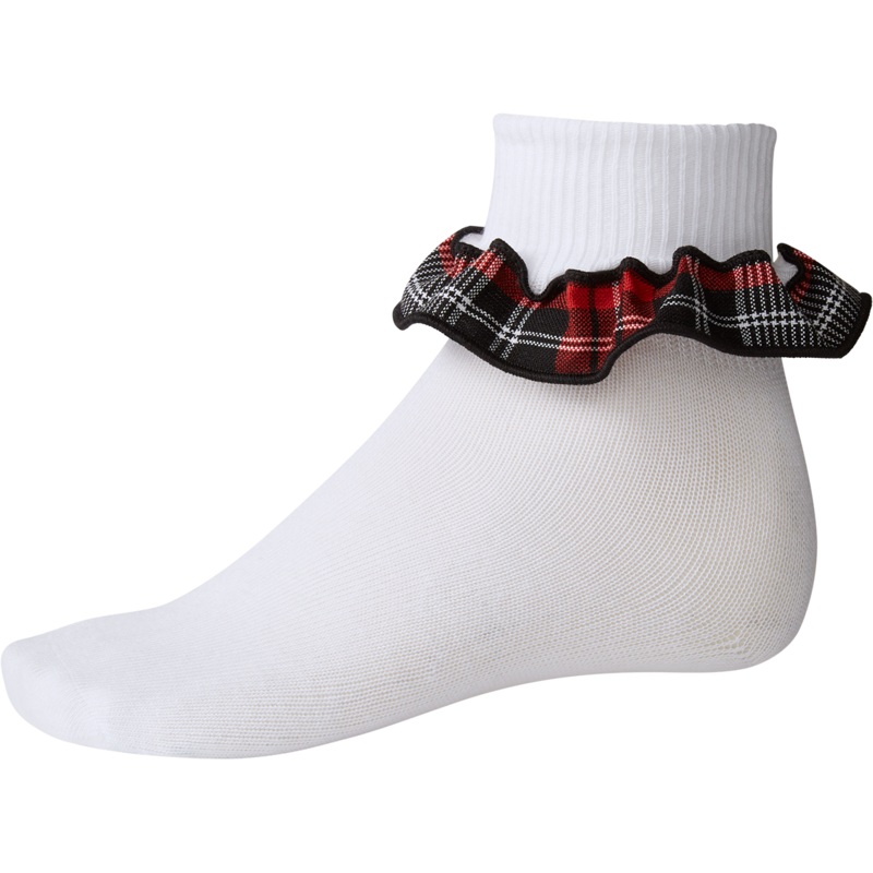 Ruffle Ankle Socks|244 – Creighton Plaid|Size Range – S Small|Size Range – M Medium|Size Range – L Large|Size Range – XL Extra Large